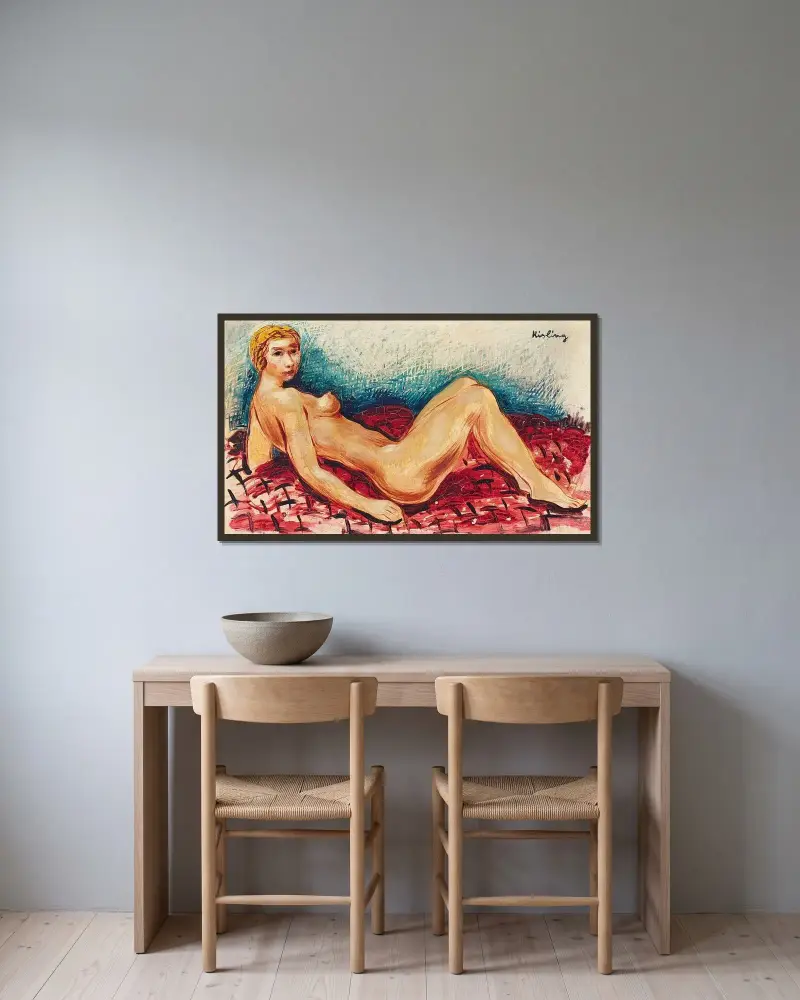 Akt liegend von Moïse Kisling gerahmt an einer Wand