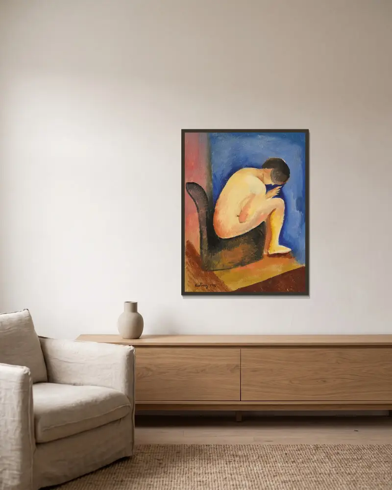 Sitzender Akt von Moïse Kisling gerahmt an einer Wand