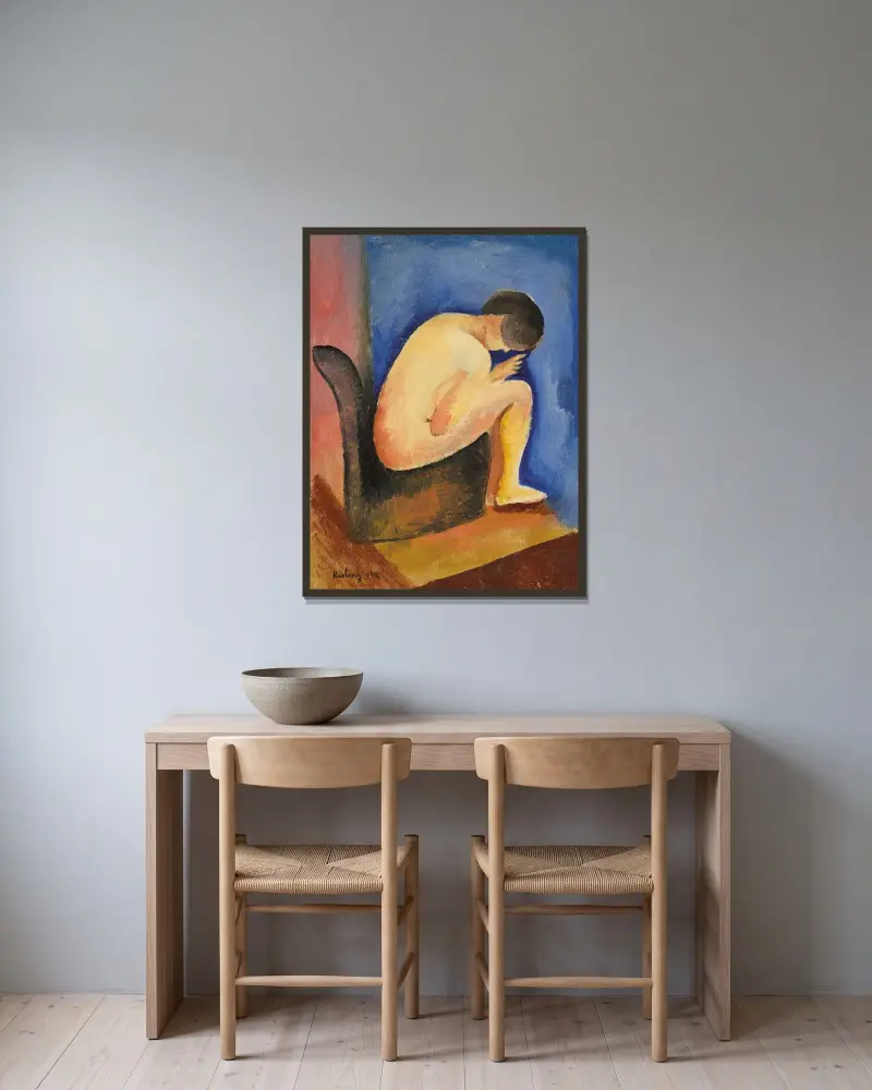 Sitzender Akt von Moïse Kisling gerahmt an einer Wand
