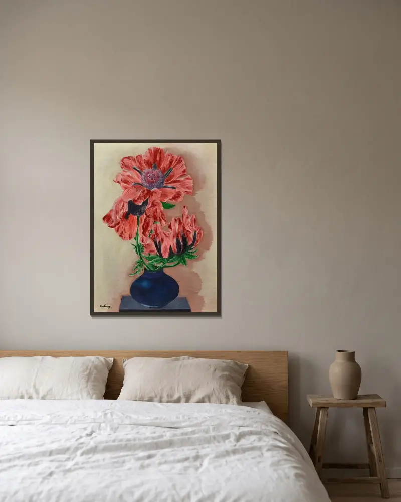 Mohnblumen von Moïse Kisling gerahmt an einer Wand