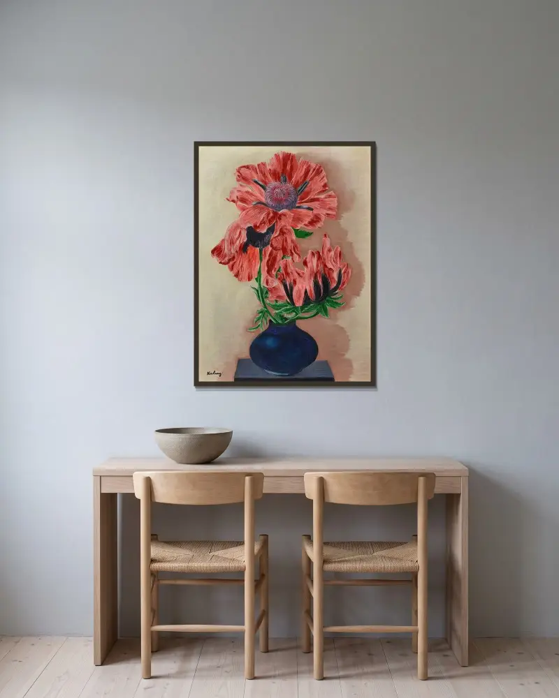 Mohnblumen von Moïse Kisling gerahmt an einer Wand