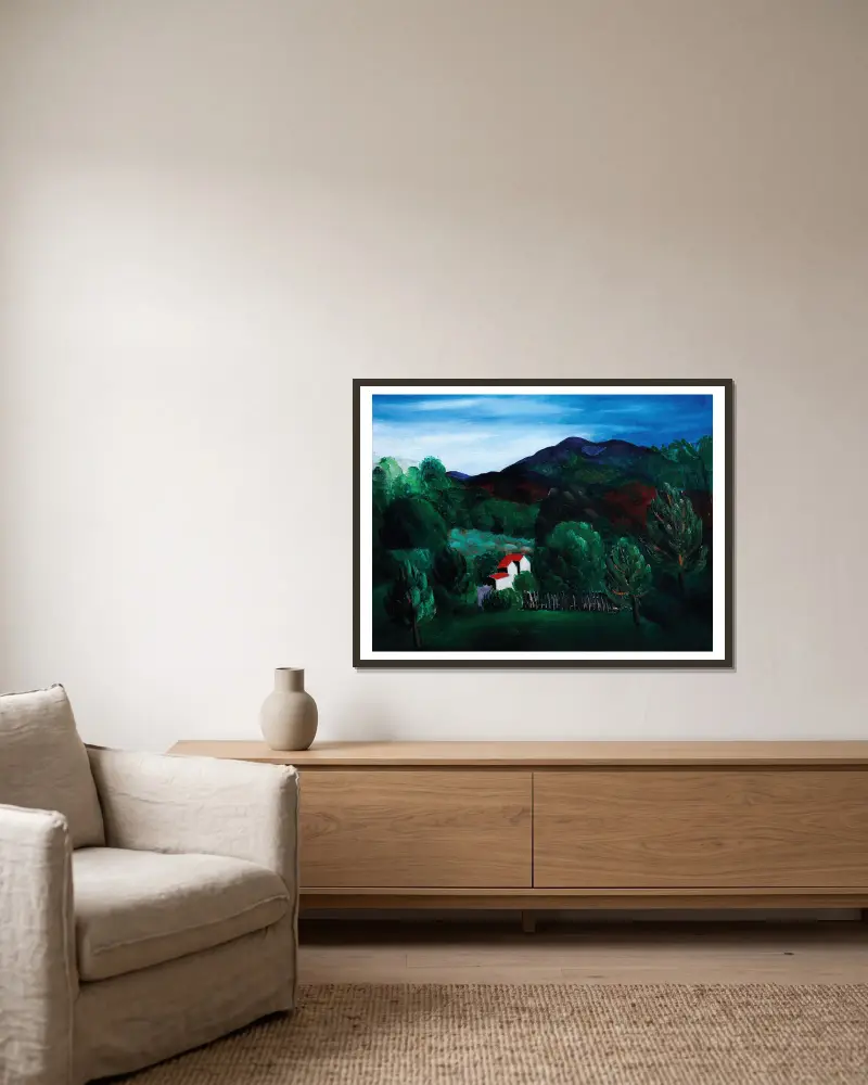 Provenzalisches Landschaftsbild von Moïse Kisling gerahmt an einer Wand