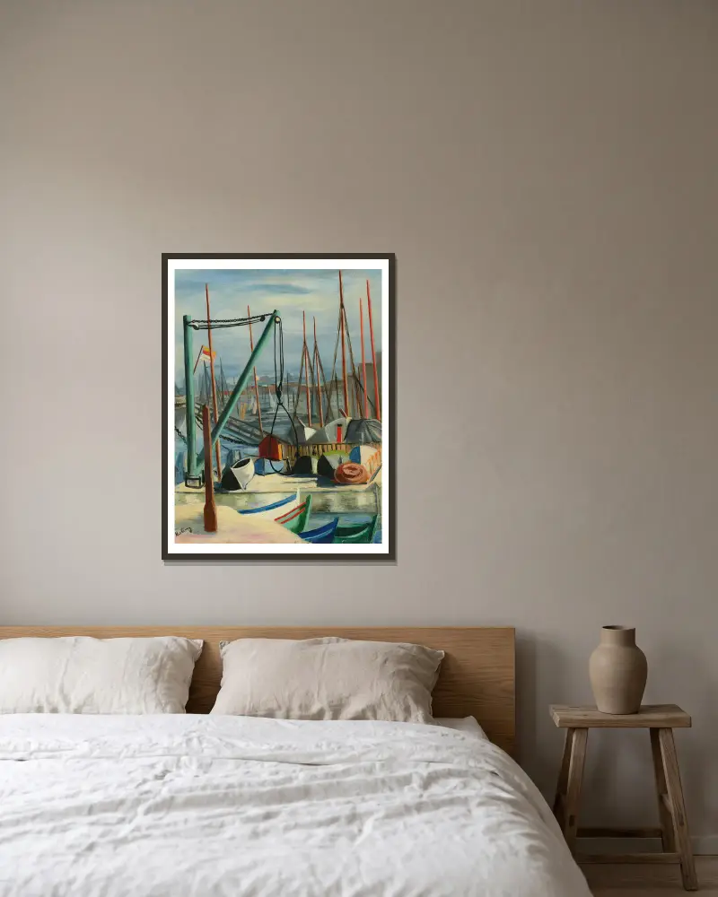 Hafen von Marseille von Moïse Kisling gerahmt an einer Wand