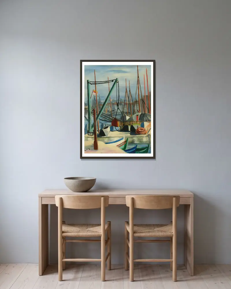 Hafen von Marseille von Moïse Kisling gerahmt an einer Wand