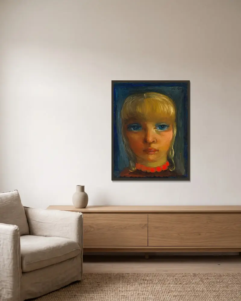 Porträt, 1951 von Moïse Kisling gerahmt an einer Wand