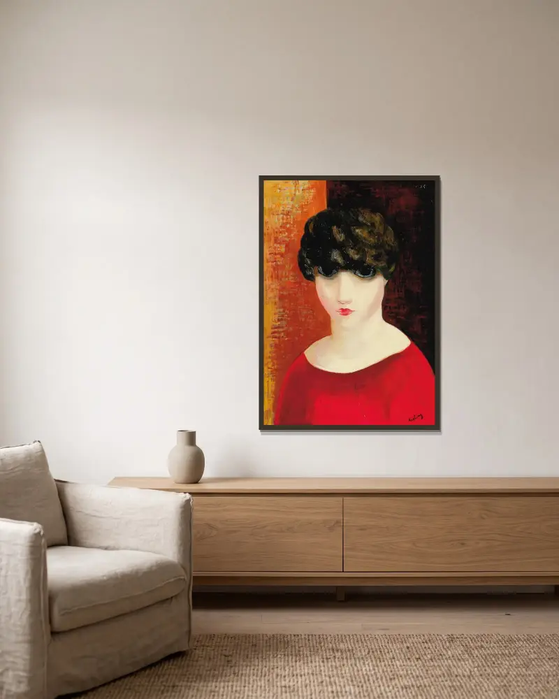 Porträt, 1919 von Moïse Kisling gerahmt an einer Wand