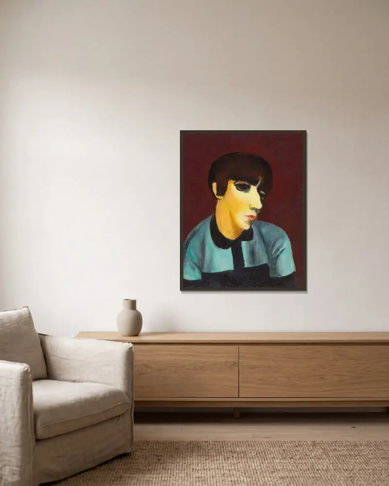 Porträt von Madame Renée Kisling von Moïse Kisling gerahmt an einer Wand