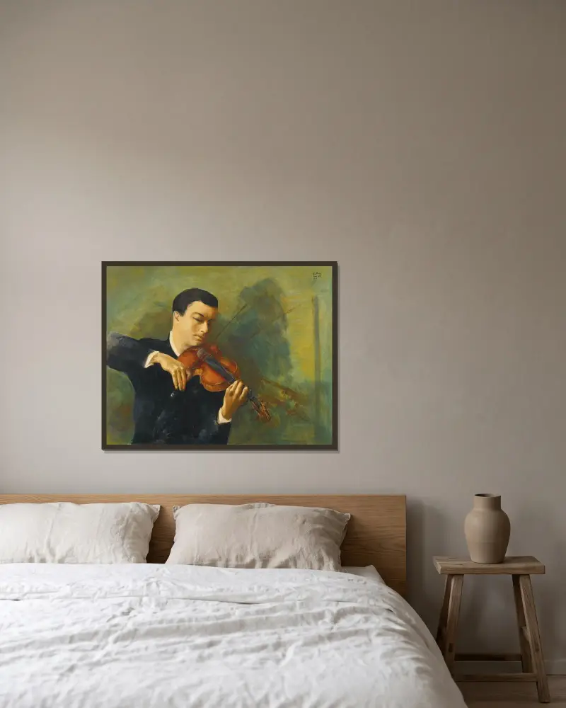 Porträt des Violinisten Milstein von Moïse Kisling gerahmt an einer Wand