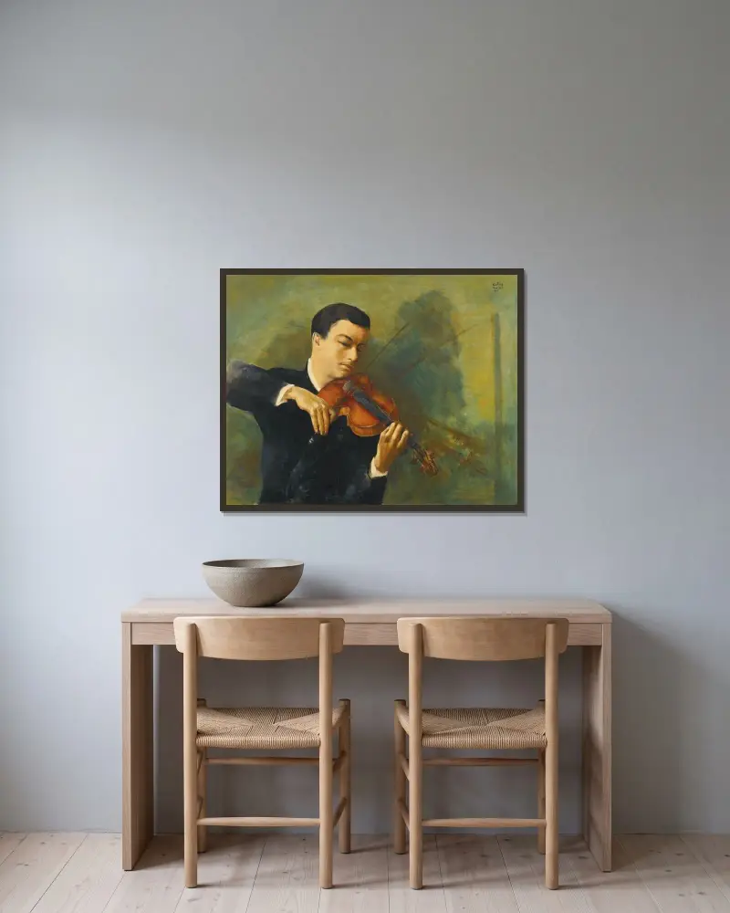 Porträt des Violinisten Milstein von Moïse Kisling gerahmt an einer Wand