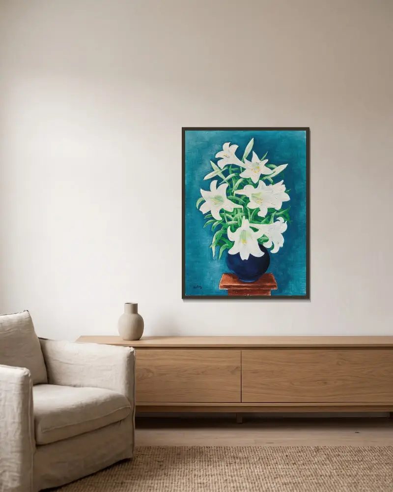 Lilienvase von Moïse Kisling gerahmt an einer Wand
