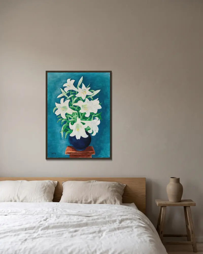 Lilienvase von Moïse Kisling gerahmt an einer Wand