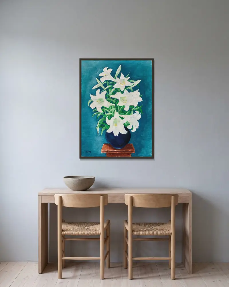 Lilienvase von Moïse Kisling gerahmt an einer Wand