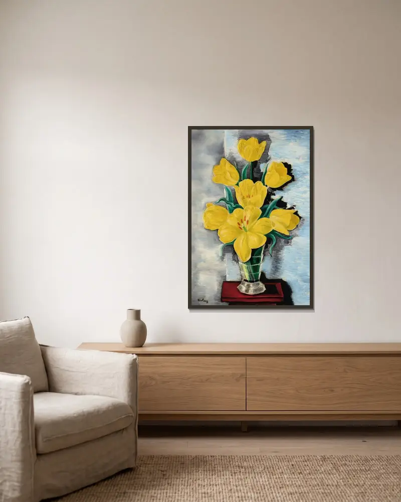Tulpenvase von Moïse Kisling gerahmt an einer Wand