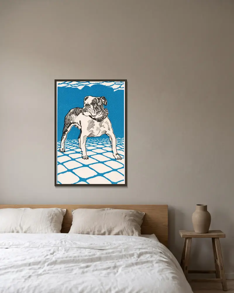 Nr. 680: Bulldogge av Moriz Jung inramad på en vägg