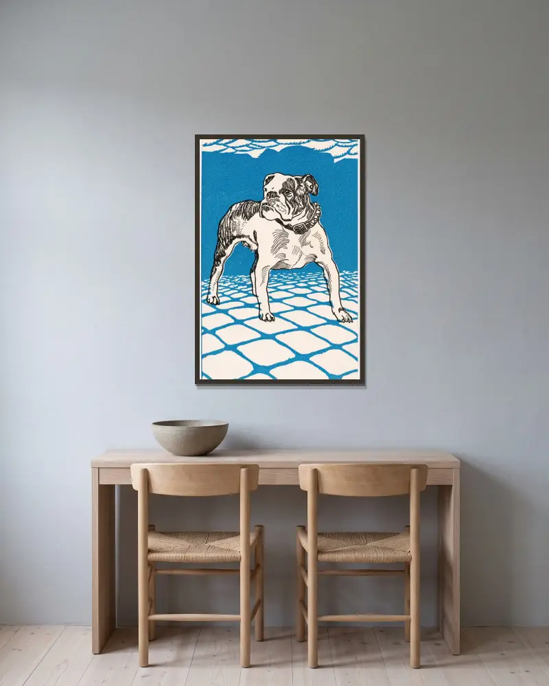 Nr. 680: Bulldogge av Moriz Jung inramad på en vägg