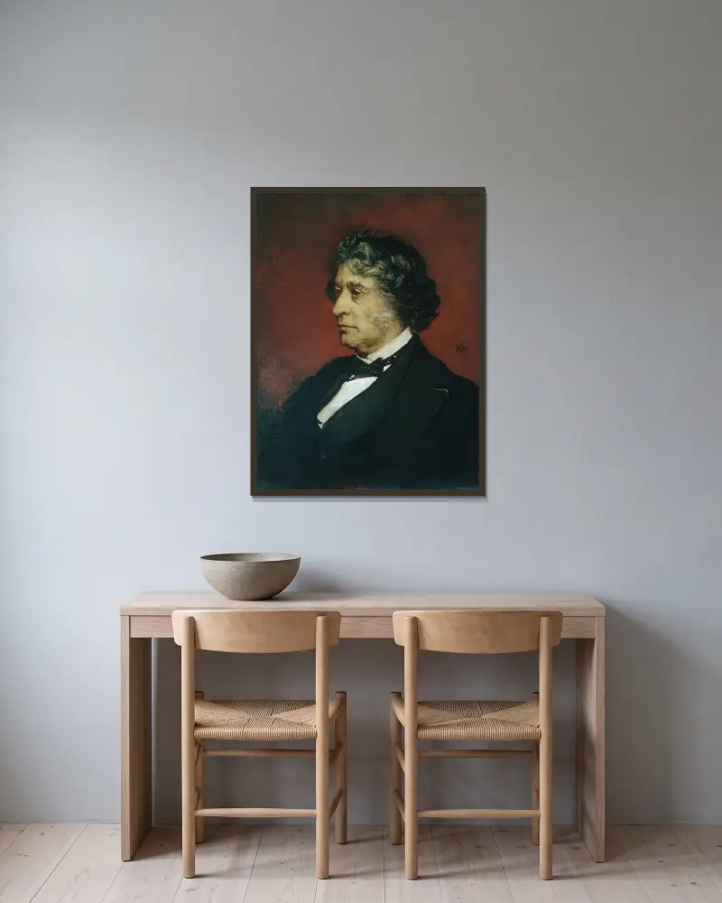 Charles Sumner av William Morris Hunt inramad på en vägg