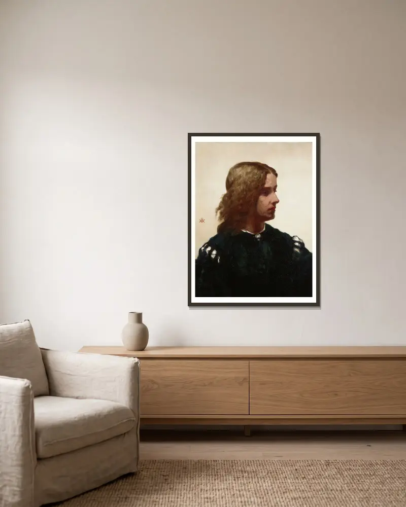 Idealer Kopf von William Morris Hunt gerahmt an einer Wand