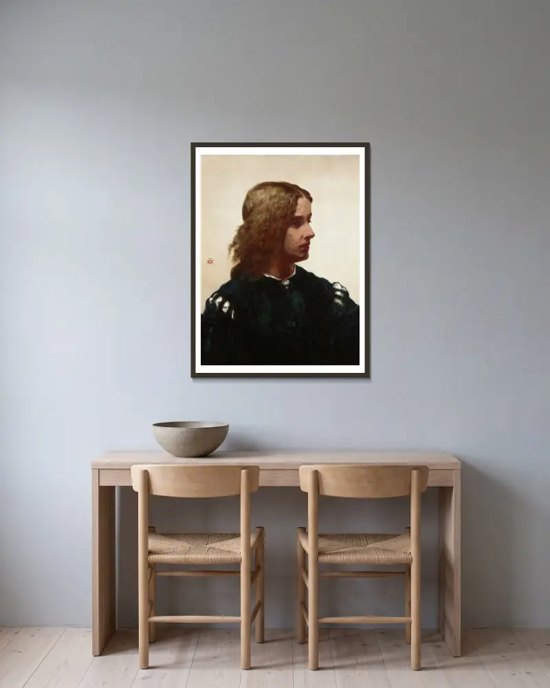 Idealer Kopf von William Morris Hunt gerahmt an einer Wand