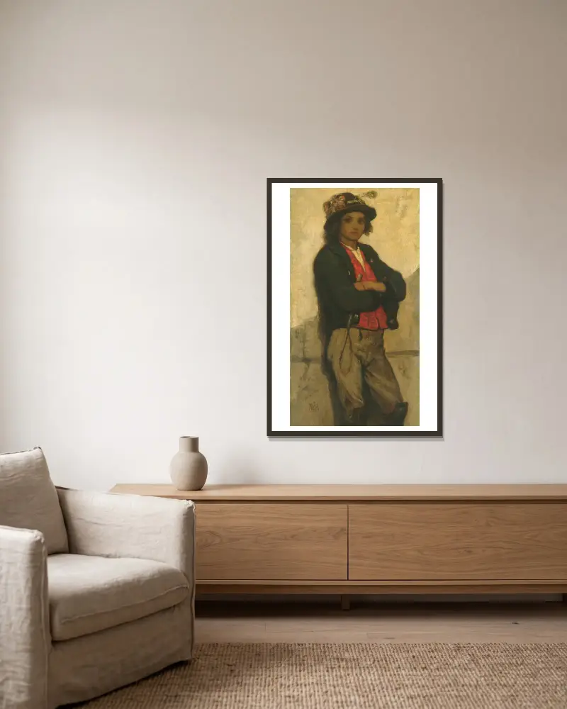Italienischer Junge von William Morris Hunt gerahmt an einer Wand