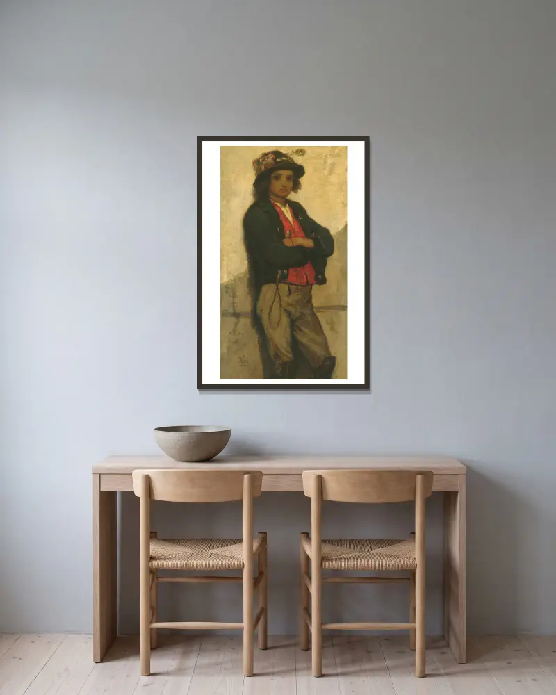 Italienischer Junge von William Morris Hunt gerahmt an einer Wand