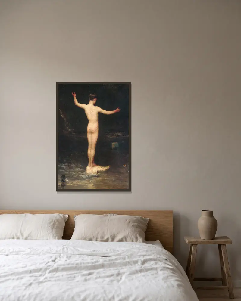 Koupající se, William Morris Hunt v rámu na stěně