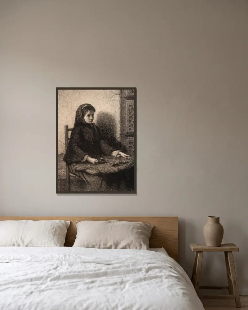 Fialové děvče, William Morris Hunt v rámu na stěně
