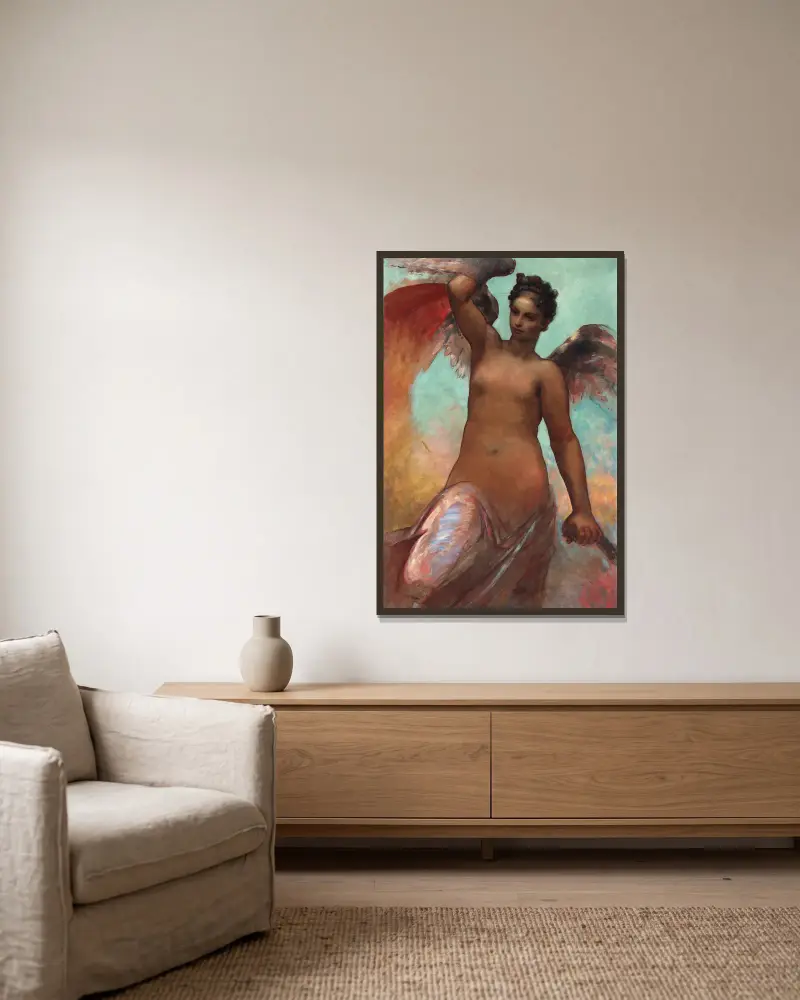 Bevingad lycka von William Morris Hunt gerahmt an einer Wand