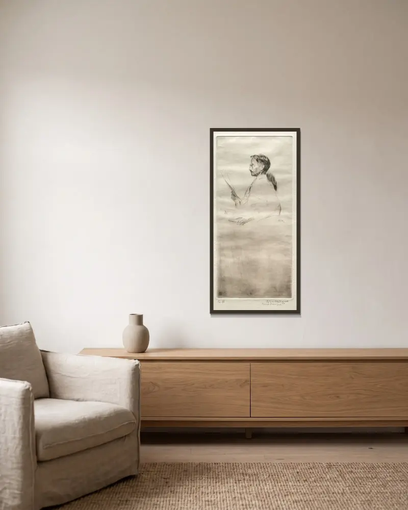 Frank Weitenkampf von Muirhead Bone gerahmt an einer Wand