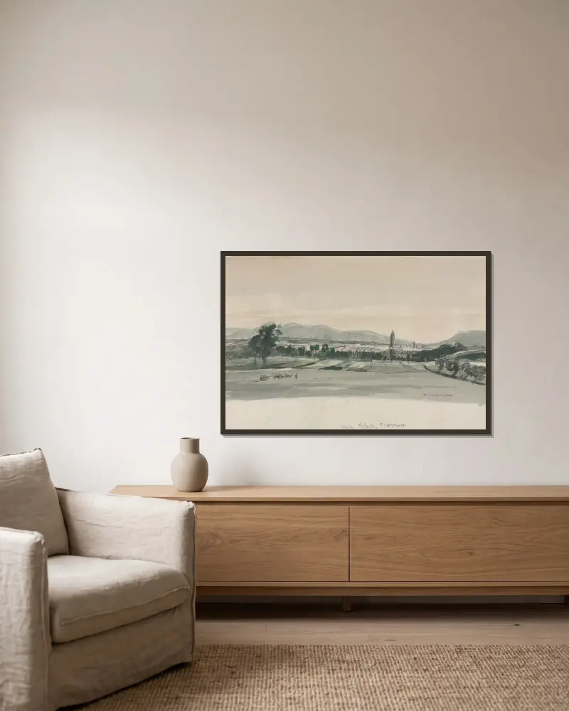 In der Nähe von Étoile, Provence von Muirhead Bone gerahmt an einer Wand