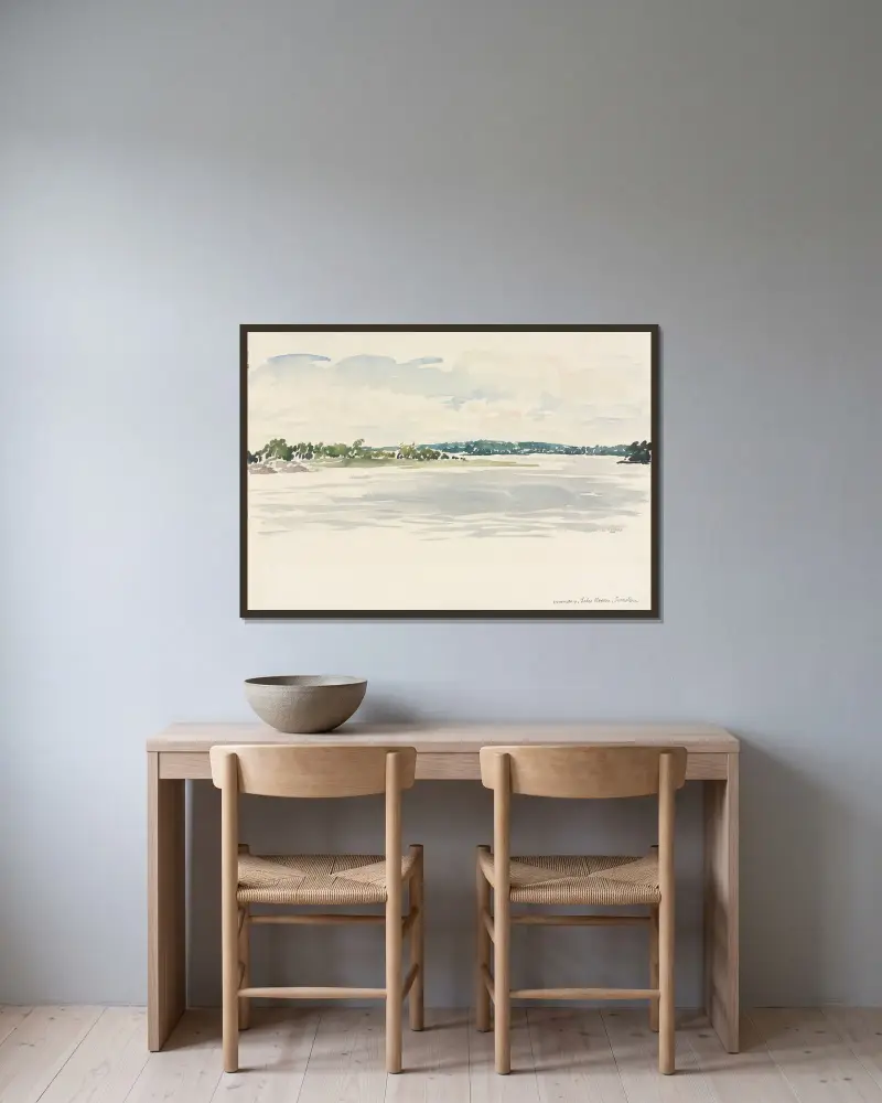 Noonday, Lake Noxen, Sweden av Muirhead Bone inramad på en vägg