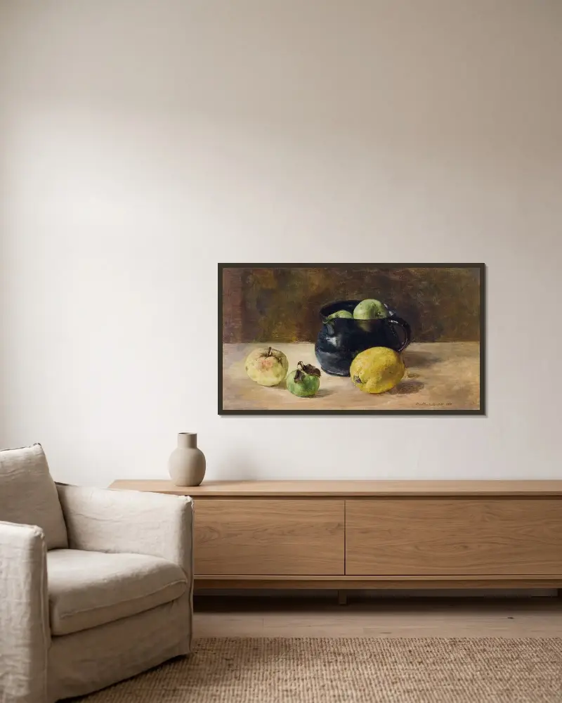 Still Life av Anna Munthe-Norstedt inramad på en vägg