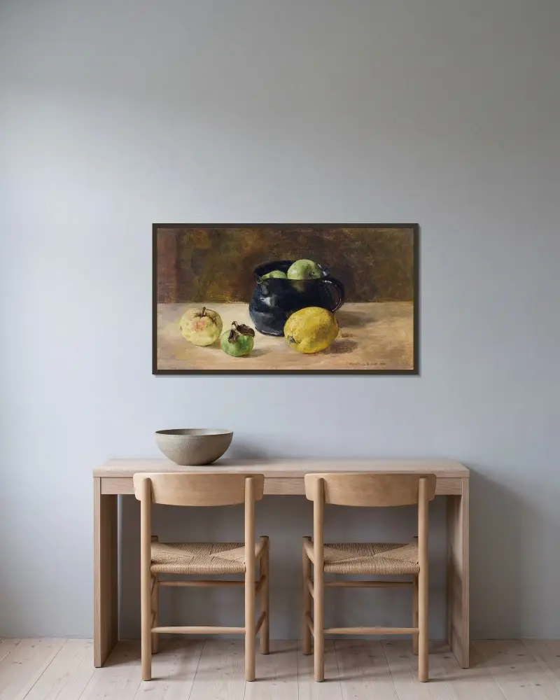 Still Life av Anna Munthe-Norstedt inramad på en vägg