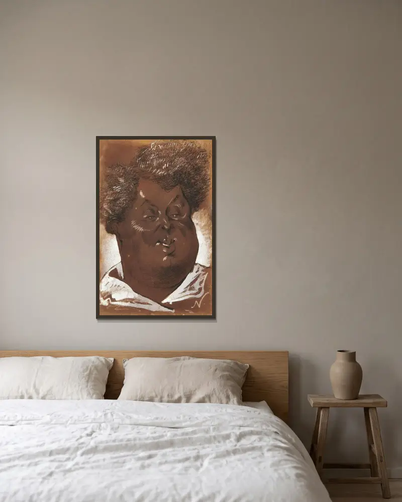 Portrait d’Alexandre Dumas. av Nadar inramad på en vägg
