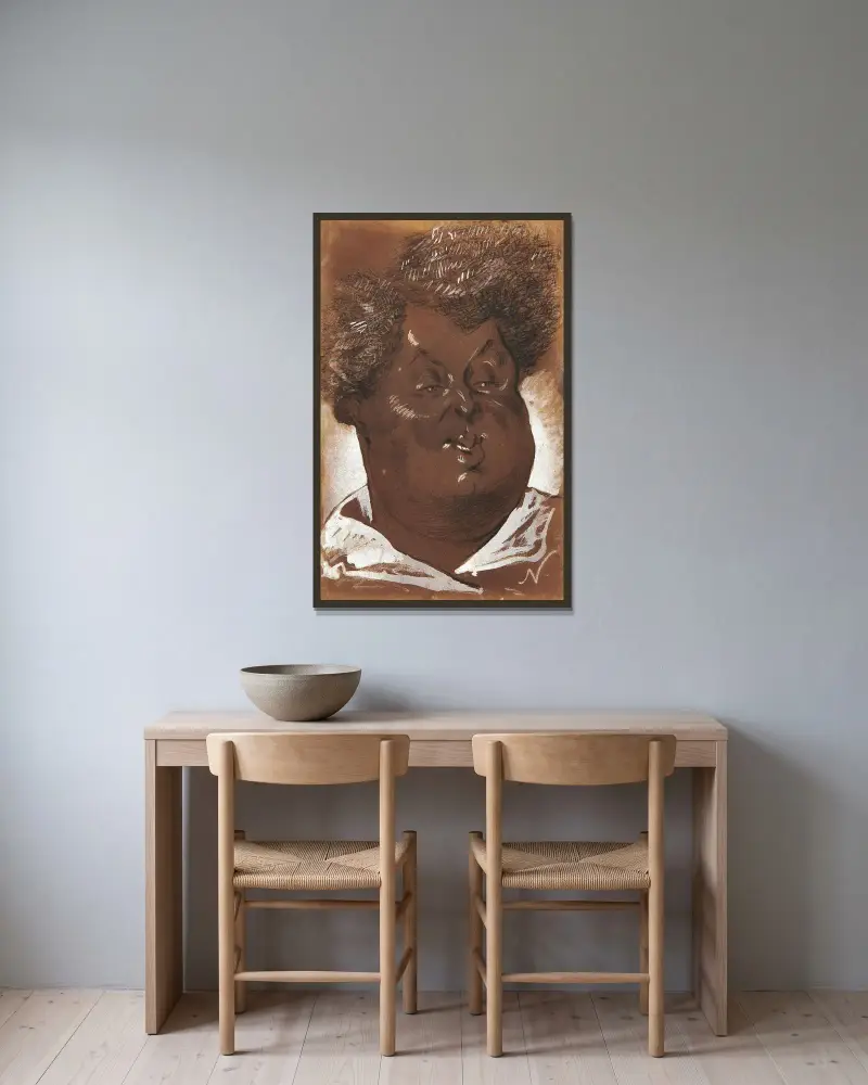 Portrait d’Alexandre Dumas. av Nadar inramad på en vägg