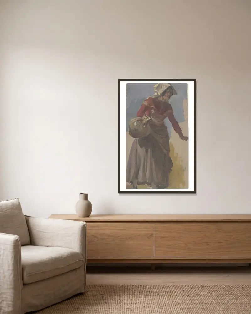 Bäuerin aus Albano mit einem Krug von Johann Nepomuk Rauch gerahmt an einer Wand
