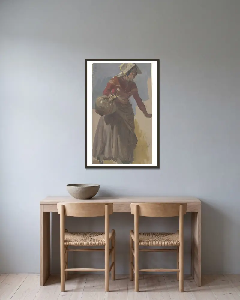 Bäuerin aus Albano mit einem Krug von Johann Nepomuk Rauch gerahmt an einer Wand