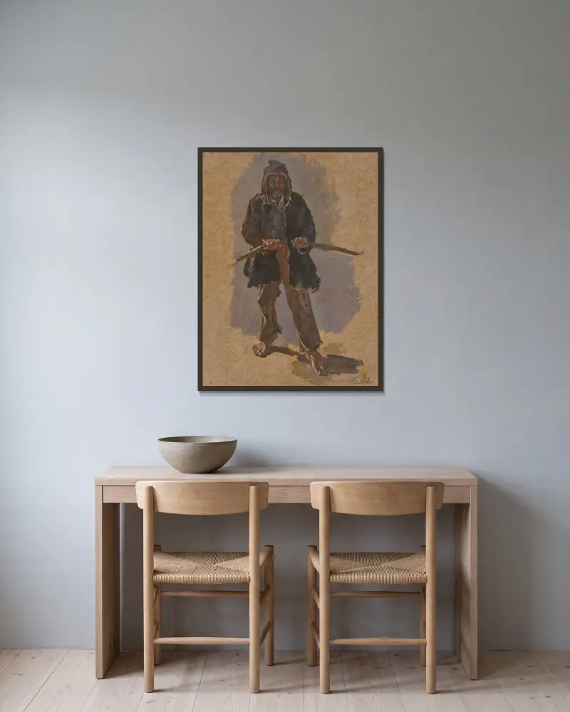 Ein italienischer Schiffer, am Ruder stehend av Johann Nepomuk Rauch inramad på en vägg