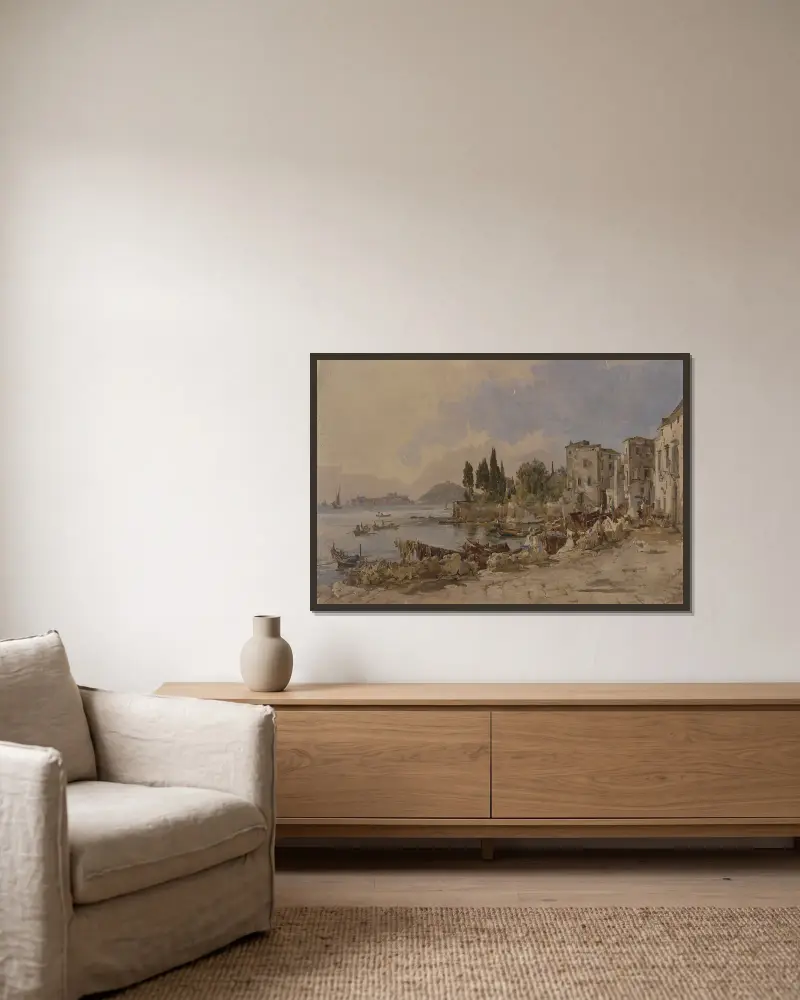 Molo di Gaeta av Johann Nepomuk Rauch inramad på en vägg