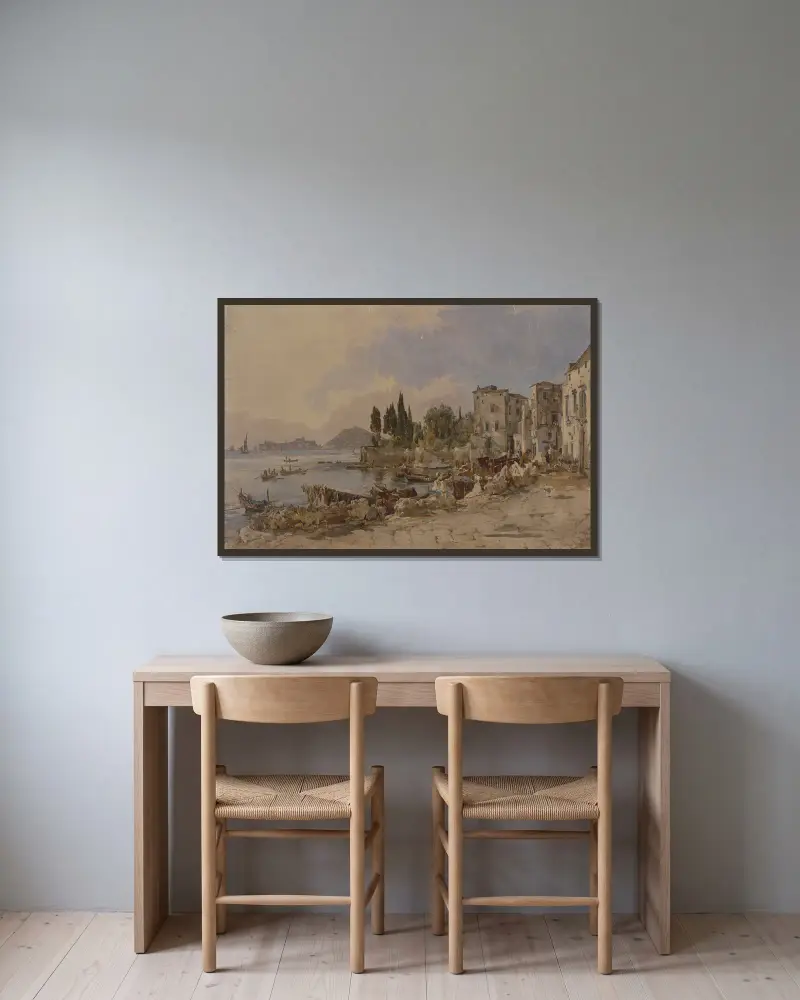 Molo di Gaeta av Johann Nepomuk Rauch inramad på en vägg