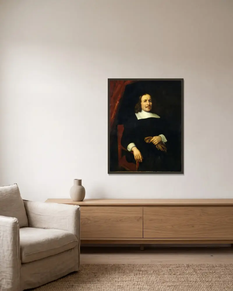 Holländischer Herr von Nicolaes Maes gerahmt an einer Wand