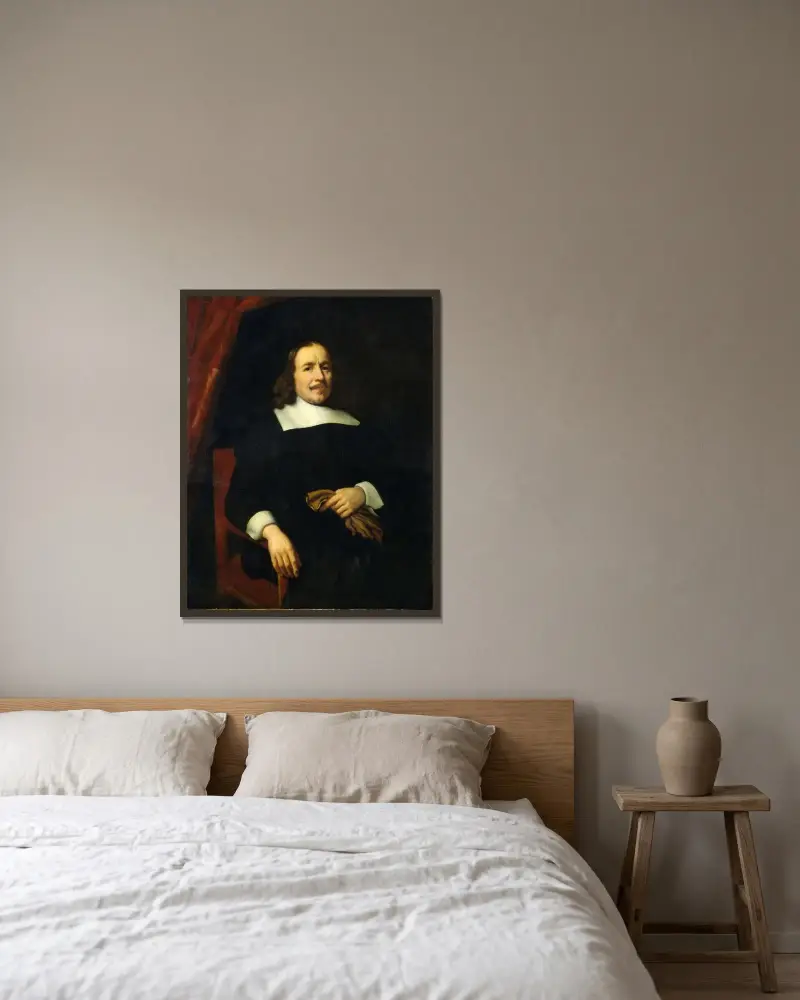 Holländischer Herr von Nicolaes Maes gerahmt an einer Wand