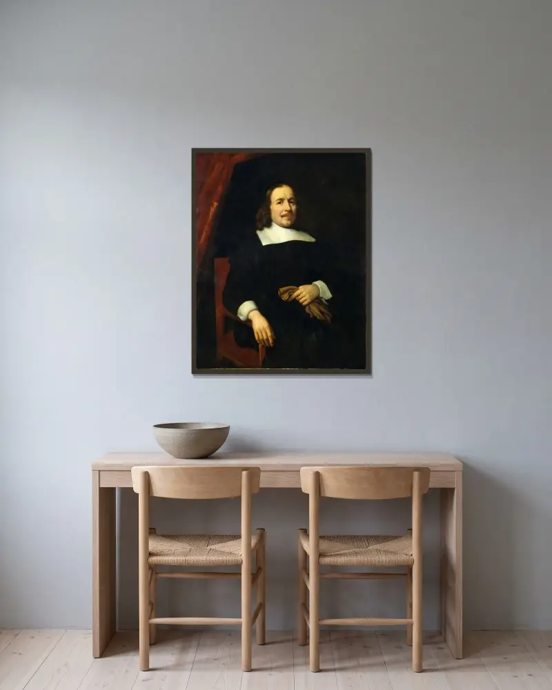 Holländischer Herr von Nicolaes Maes gerahmt an einer Wand