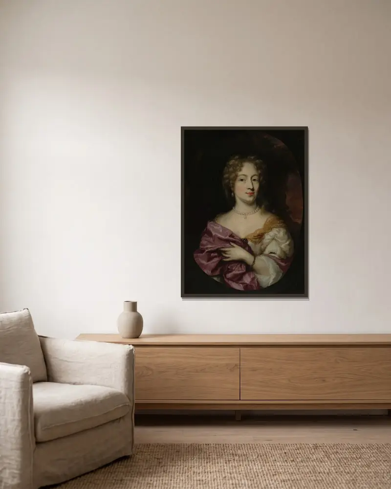Ingena Rotterdam (död 1704), trolovad med amiral Jacob Binkes av Nicolaes Maes inramad på en vägg