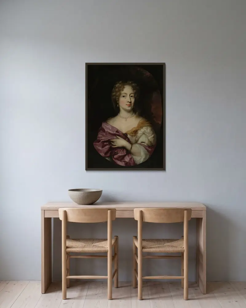 Ingena Rotterdam (död 1704), trolovad med amiral Jacob Binkes av Nicolaes Maes inramad på en vägg