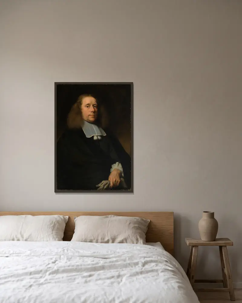 Male portrait av Nicolaes Maes inramad på en vägg