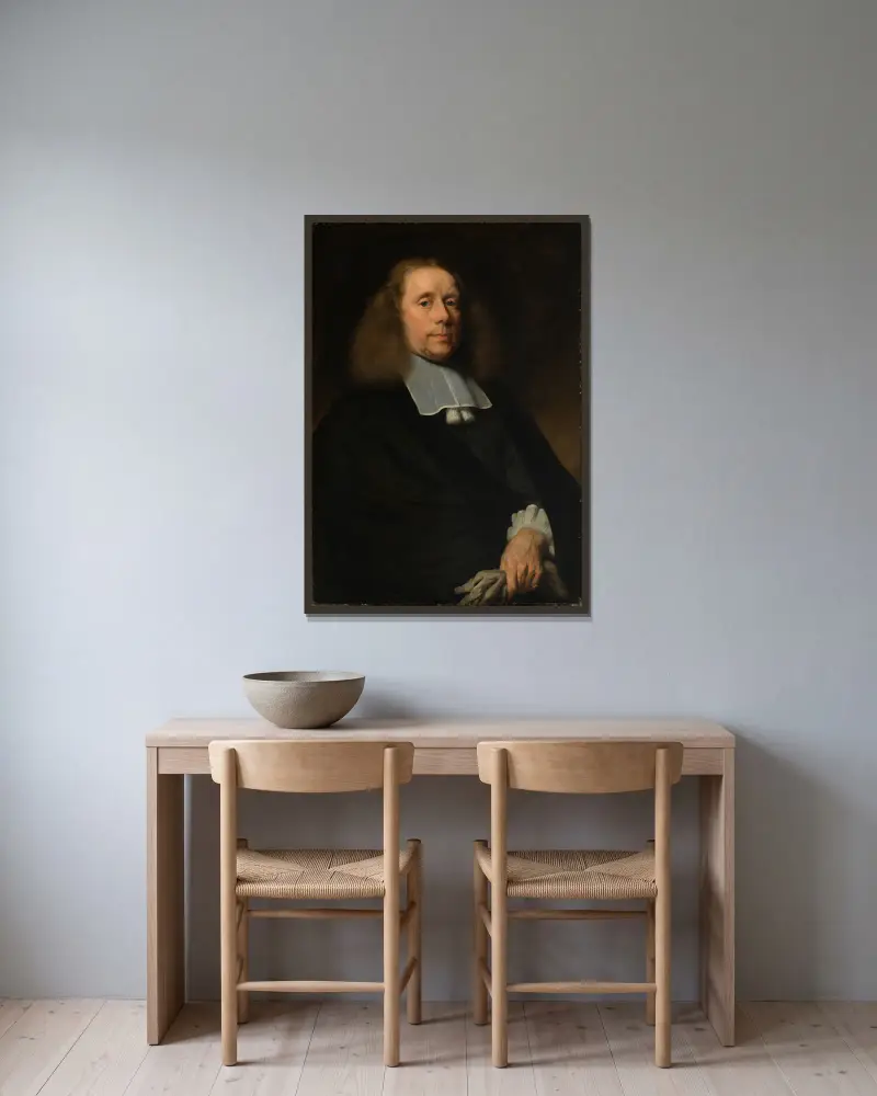 Male portrait av Nicolaes Maes inramad på en vägg