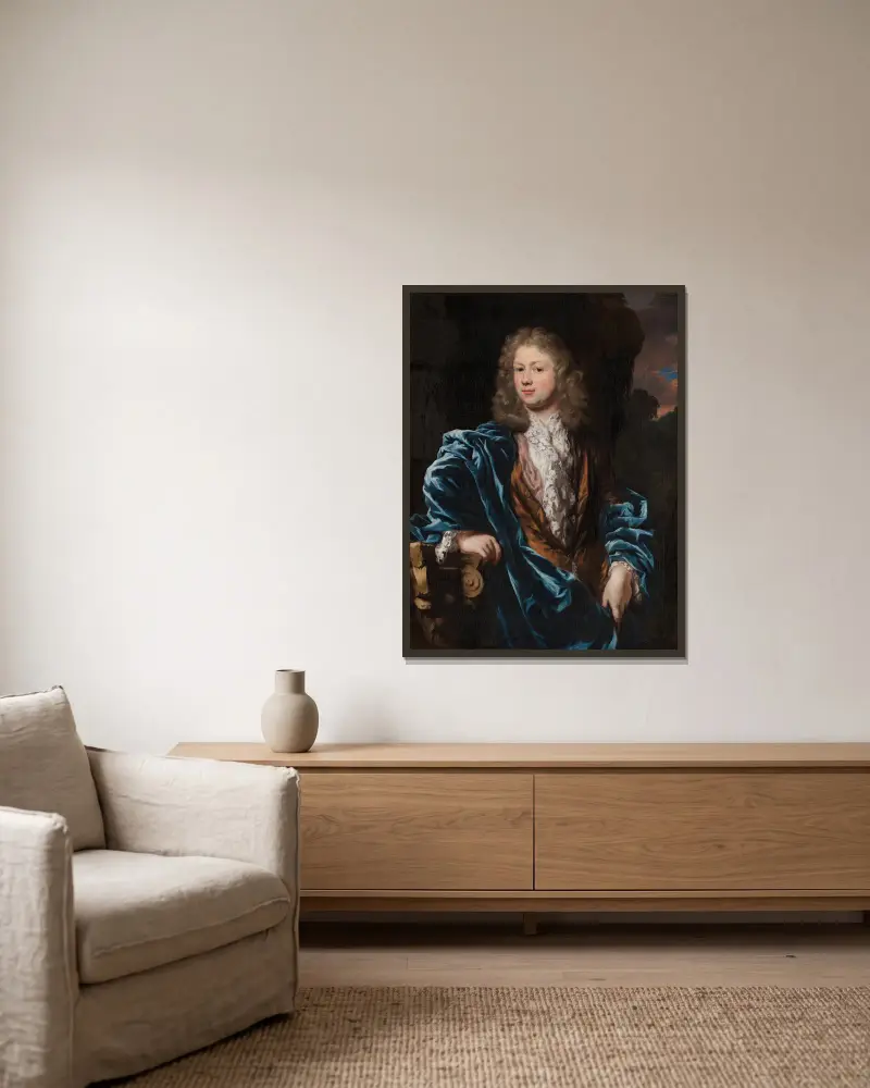 Portrait of Cornelis ten Hove av Nicolaes Maes inramad på en vägg