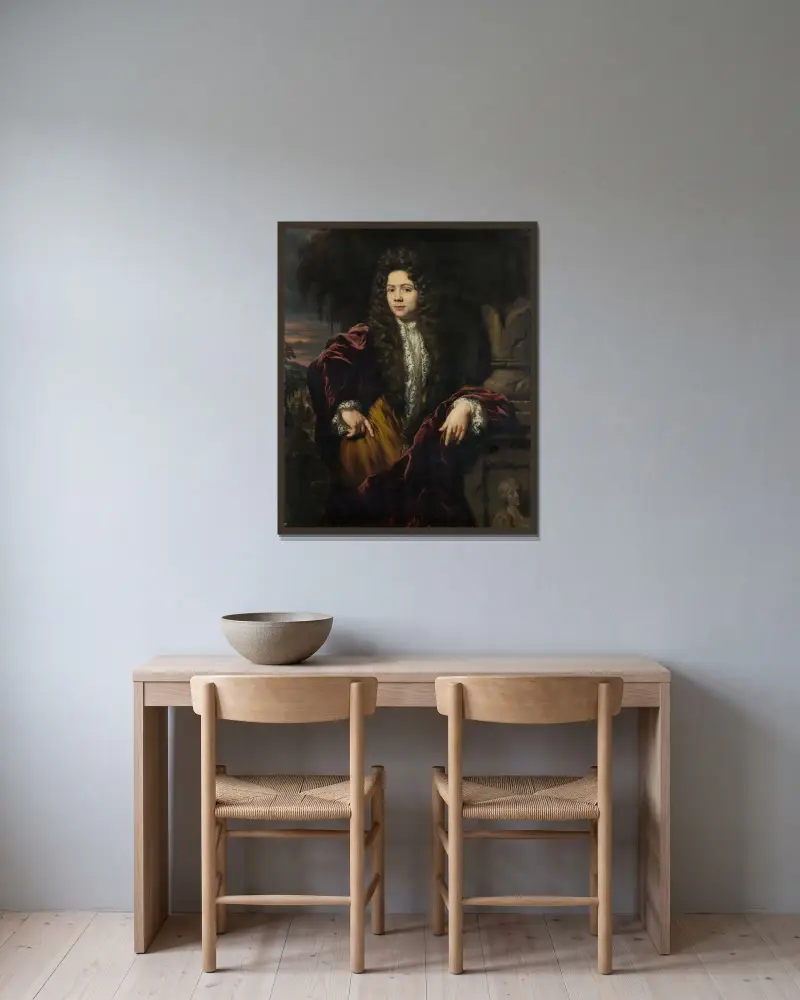 Willem Backer (1656–1731) von Nicolaes Maes gerahmt an einer Wand