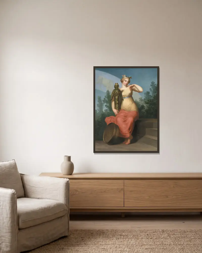 Philosophy. Allegorical figure. av Nicolai Abildgaard inramad på en vägg