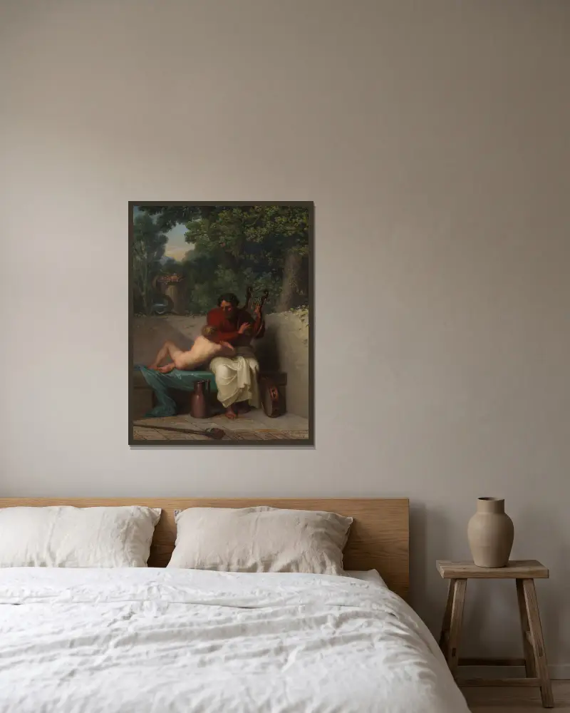 The Greek Poet Anacreon and Bathyll av Nicolai Abildgaard inramad på en vägg